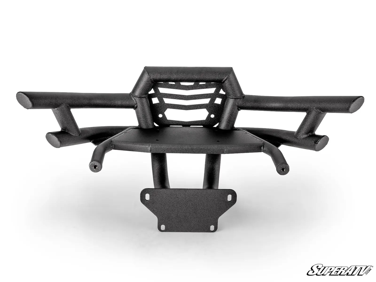 A black metal front bumper guard or grille protector for a vehicle, shown from a three-quarters angle on a white background with a SuperA1 logo in the bottom right corner.