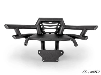 A black metal front bumper guard or grille protector for a vehicle, shown from a three-quarters angle on a white background with a SuperA1 logo in the bottom right corner.