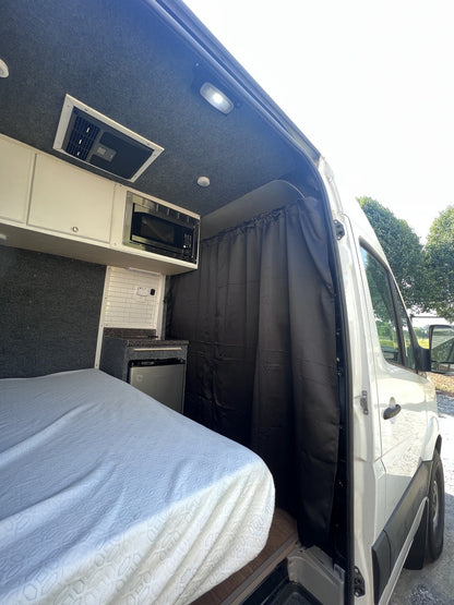 WHITE TOP ADVENTURES 2007-2018 SPRINTER HEADLINER SHELF INCLUDES CURTAIN ROD AND LINER