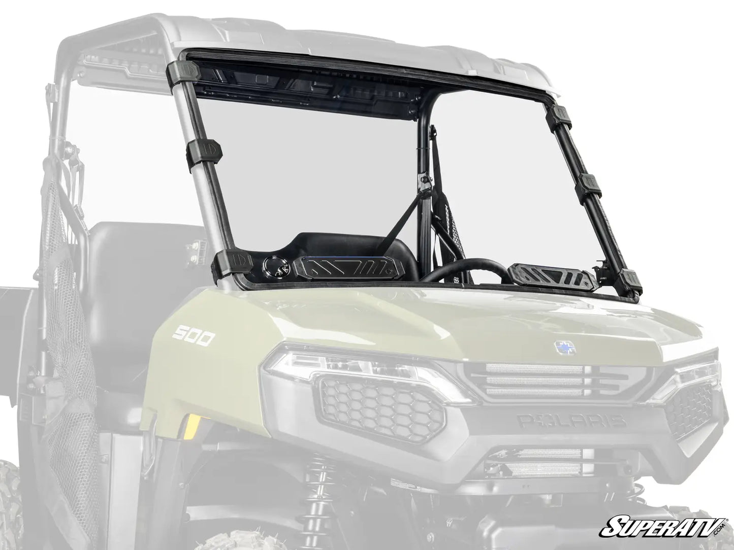 Clear windshield on a SuperATV vehicle with a white background