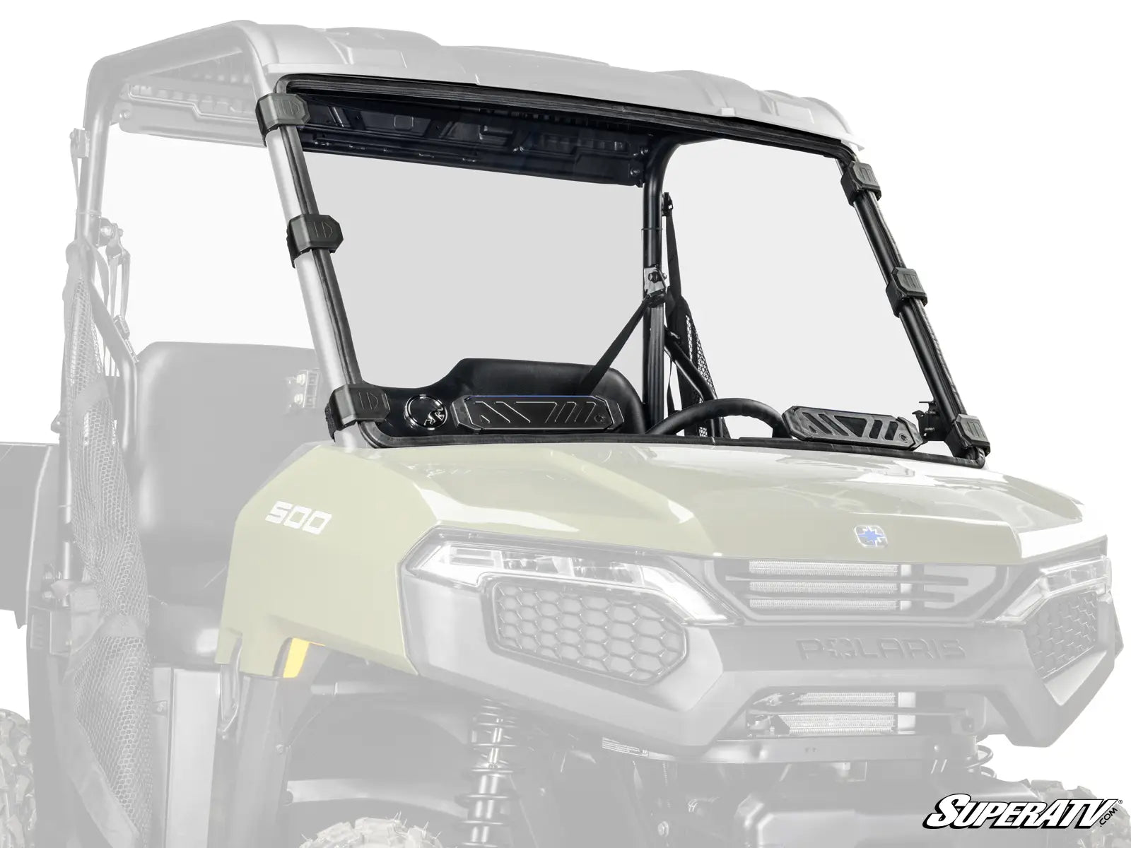 Clear windshield on a SuperATV vehicle with a white background