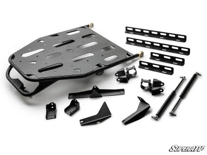 Set of black metal vehicle components on a white background with 'SuperATV' branding.