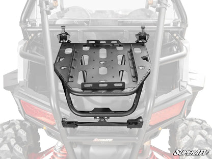Black mounting bracket on a SuperATV vehicle, with a clear background