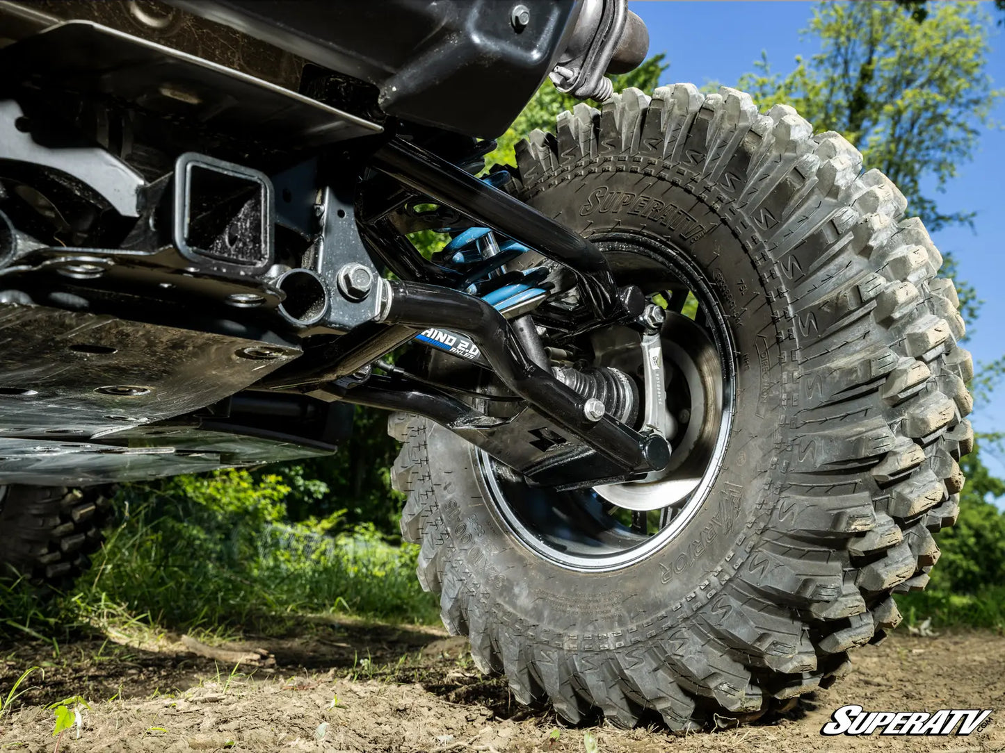 SuperATV Atlas Pro Rear Hi Clearance A Arms Arm Set of 4 Polaris Xpedition 2024+ Mounted bottom view