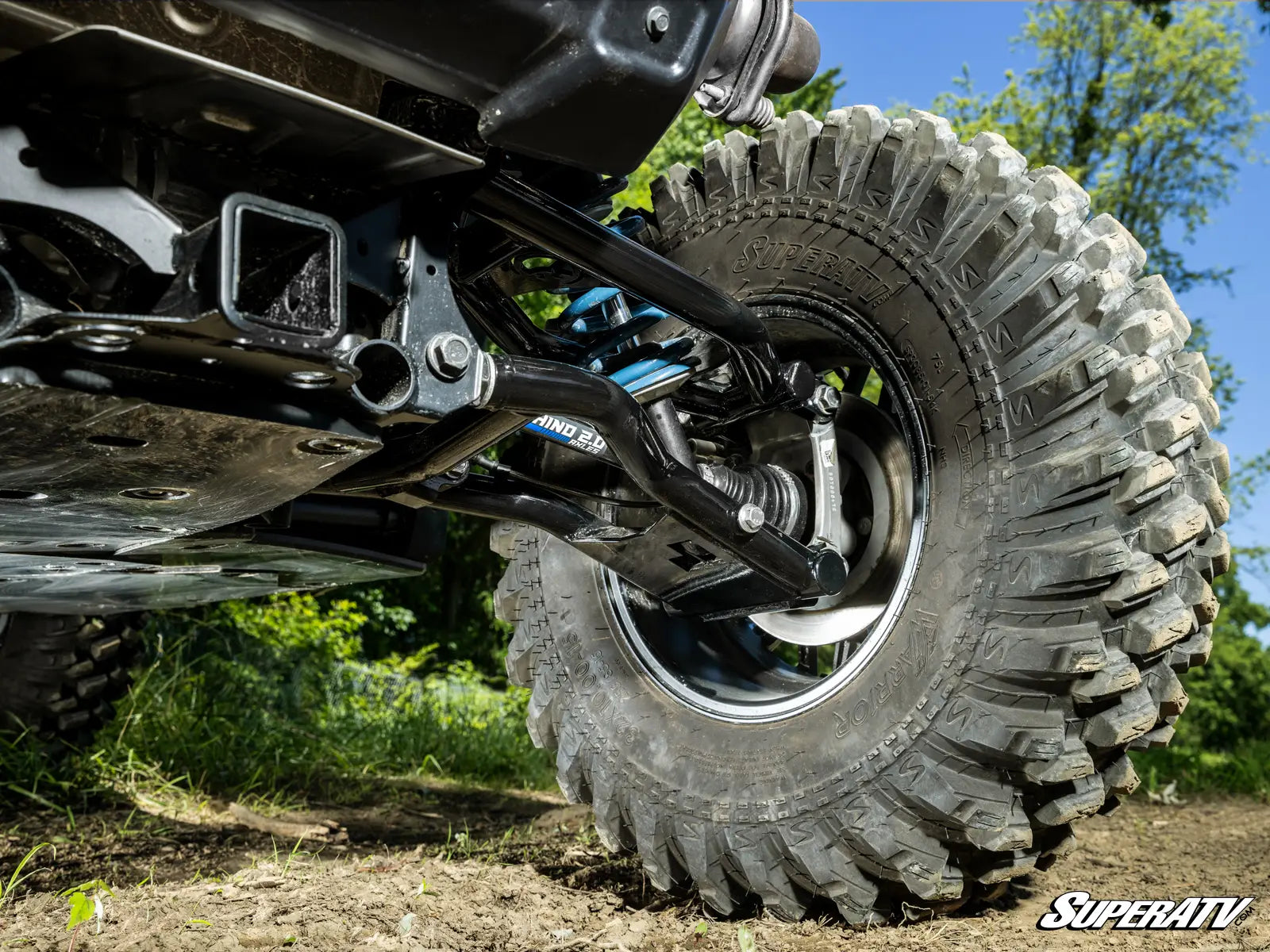 SuperATV Atlas Pro Rear Hi Clearance A Arms Arm Set of 4 Polaris Xpedition 2024+ Mounted bottom view