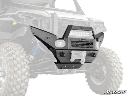 Front bumper with lights on a vehicle, featuring SuperATV branding.