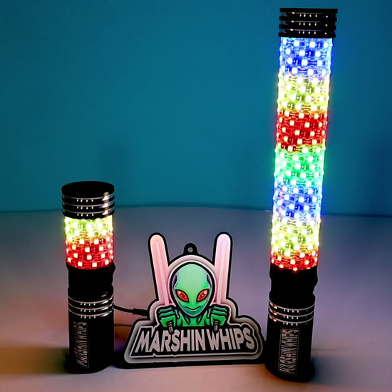 Marshin Whips BIG MOE'S RGB LED FAT WHIPS MAGNETIC MOUNT UTV SXS - PAIR