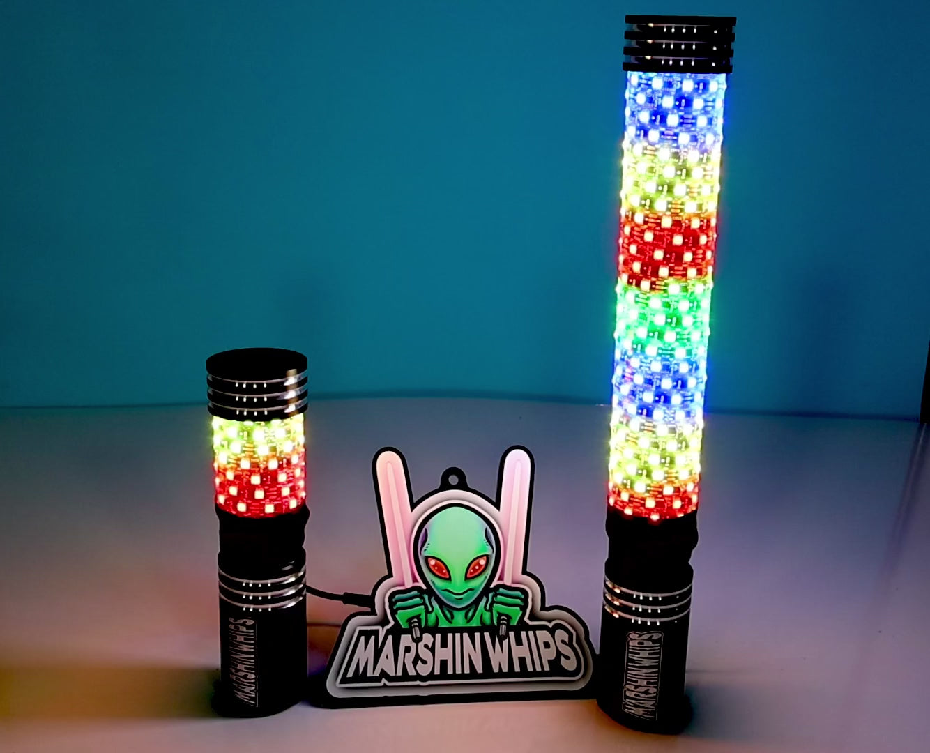Marshin Whips BIG MOE'S RGB LED FAT WHIPS MAGNETIC MOUNT UTV SXS - PAIR