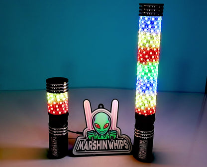 Marshin Whips BIG MOE'S RGB LED FAT WHIPS MAGNETIC MOUNT UTV SXS - PAIR