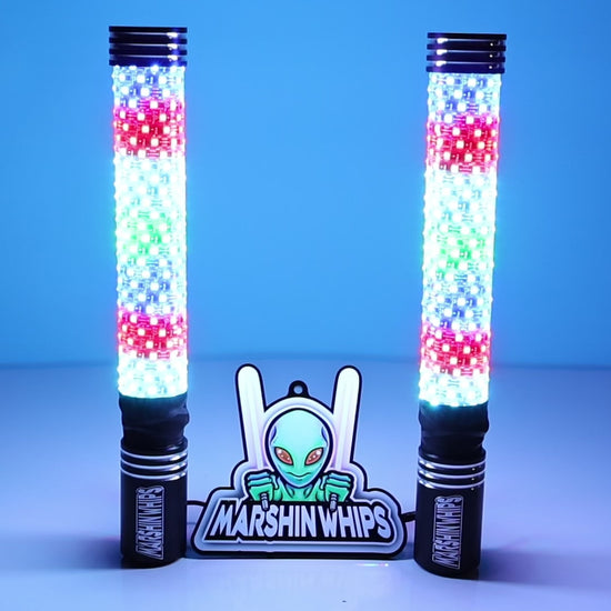 Marshin Whips BIG MOE'S RGB LED FAT WHIPS MAGNETIC MOUNT UTV SXS - PAIR 1.5'