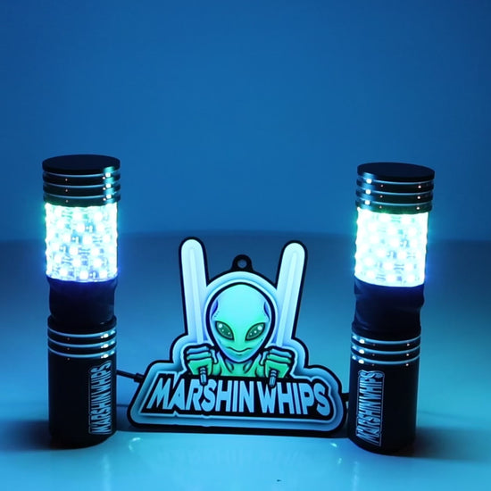 Marshin Whips BIG MOE'S RGB LED FAT WHIPS MAGNETIC MOUNT UTV SXS - PAIR 8" 