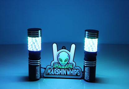 Marshin Whips BIG MOE'S RGB LED FAT WHIPS MAGNETIC MOUNT UTV SXS - PAIR 8" 