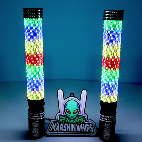 Marshin Whips BIG MOE'S RGB LED FAT WHIPS MAGNETIC MOUNT UTV SXS - PAIR 2'