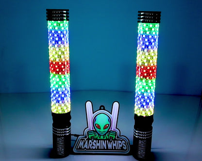 Marshin Whips BIG MOE'S RGB LED FAT WHIPS MAGNETIC MOUNT UTV SXS - PAIR 2'