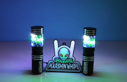 Marshin Whips BIG MOE'S RGB LED FAT WHIPS MAGNETIC MOUNT UTV SXS - PAIR 8" Video