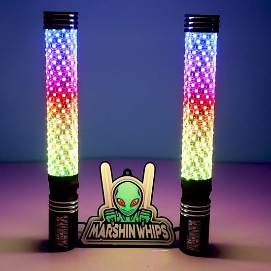 Marshin Whips BIG MOE'S RGB LED FAT WHIPS MAGNETIC MOUNT UTV SXS - PAIR 2' with logo