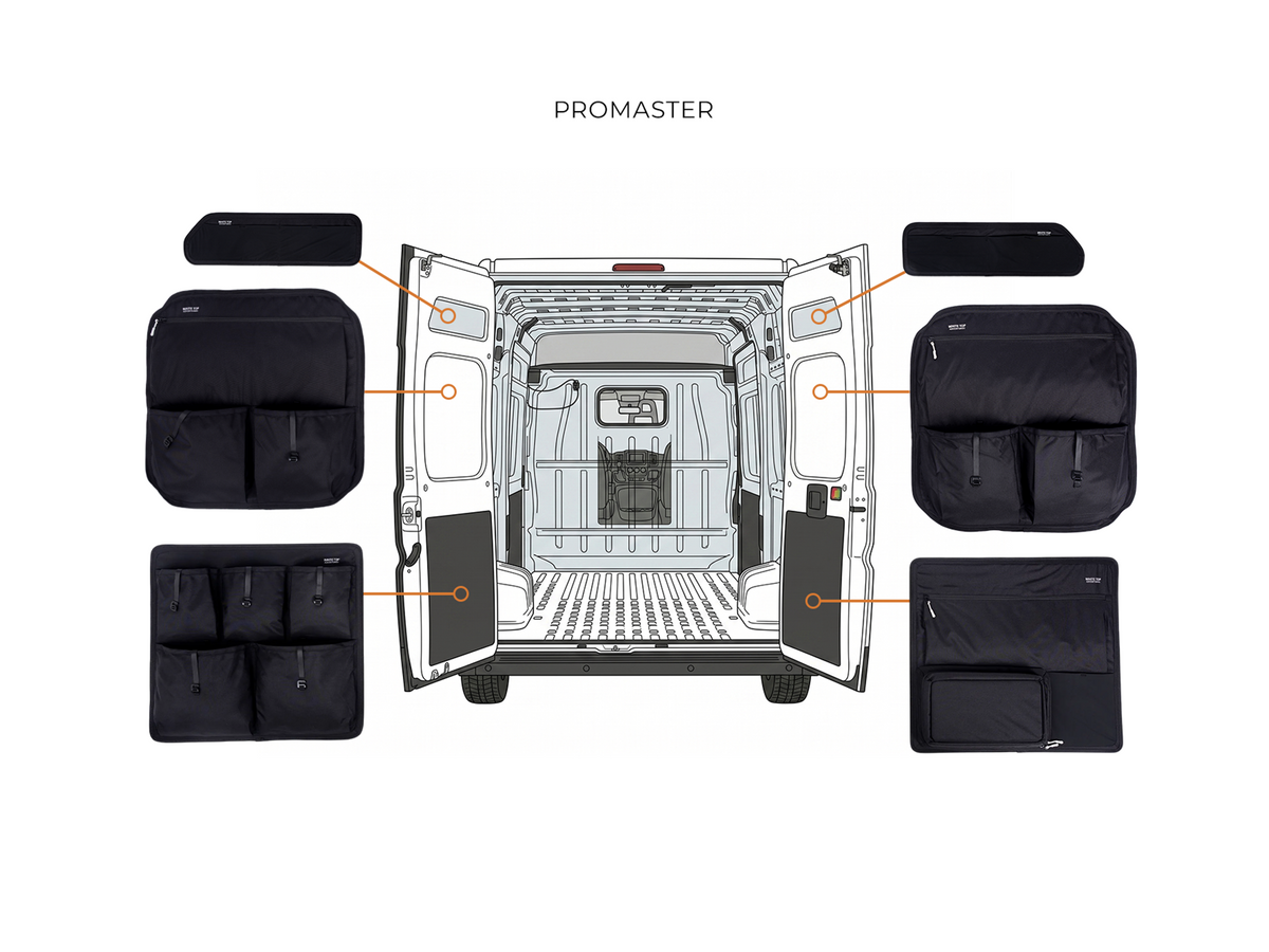 White Top Adventures Ram Promaster Rear Door Storage Panels Bundle (Upper, Middle & Lower)