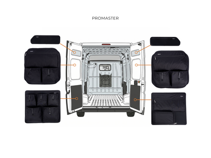 White Top Adventures Ram Promaster Rear Door Storage Panels Bundle (Upper, Middle & Lower)