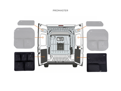 White Top Adventures Ram Promaster Lower Rear Door Storage Panels (Pair)
