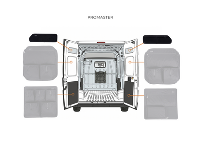 White Top Adventures Ram Promaster Upper Rear Door Storage Panels (Pair)