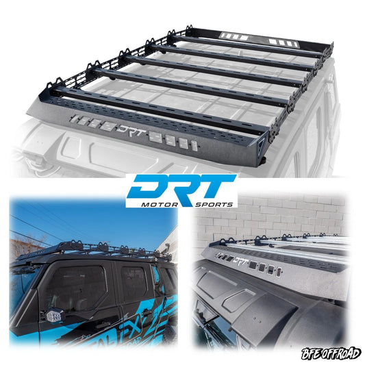 Car roof rack with DRT Motor Sports branding on a white background
