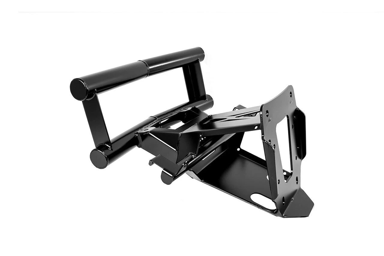 A black metal mounting bracket or frame component shown on a plain white background.