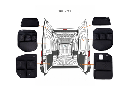 White Top Adventures Mercedes Sprinter High Roof 2019+ Rear Door Storage Panels Bundle (Upper, Middle & Lower)