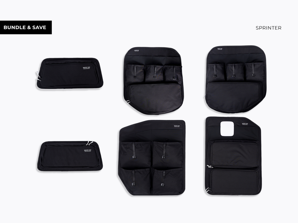 White Top Adventures Mercedes Sprinter High Roof 2019+ Rear Door Storage Panels Bundle (Upper, Middle & Lower)