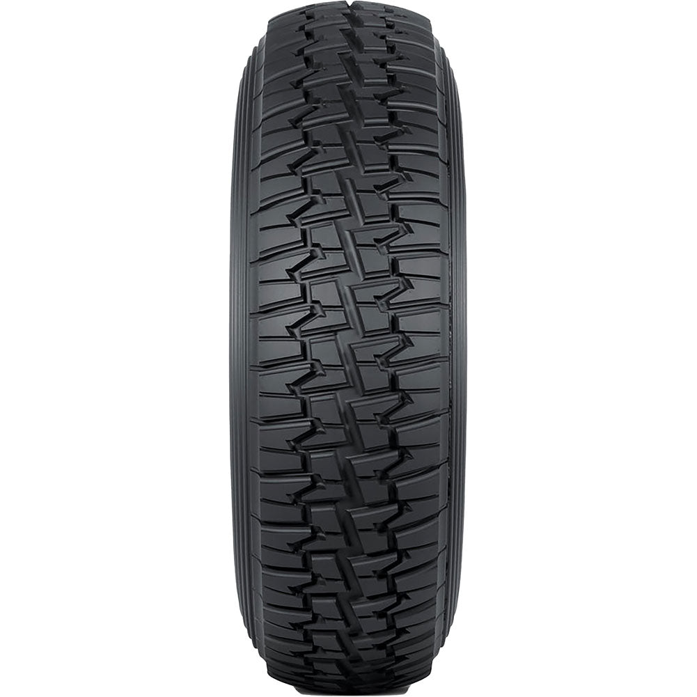 Tire with tread pattern on a white background