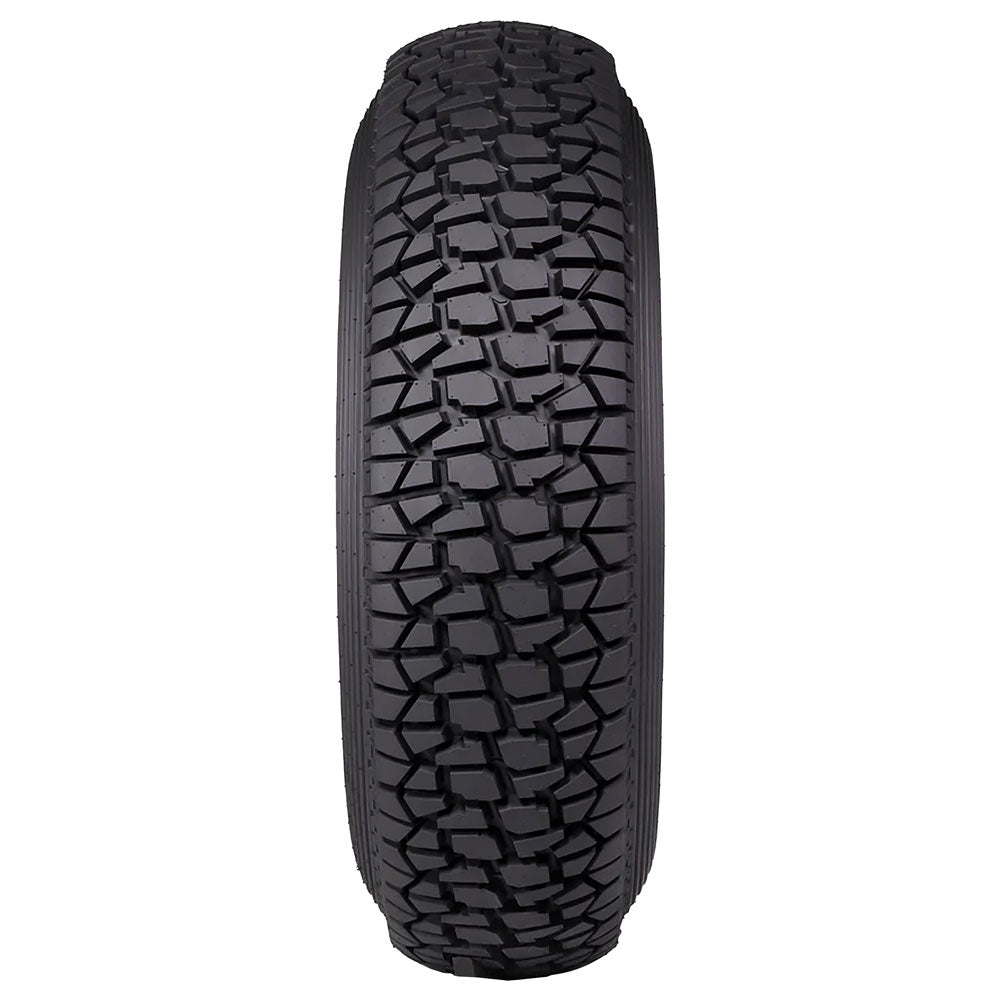 Tire with tread pattern on a white background