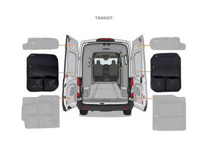 White Top Adventures Ford Transit High Roof 2015+ Middle Rear Door Storage Panels (Pair)