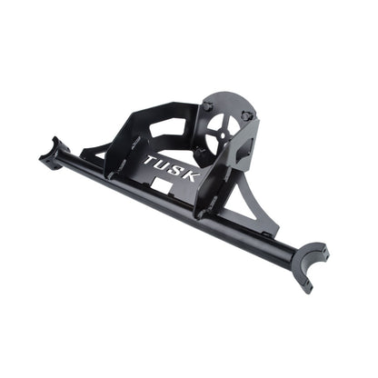 Black metal product with 'TUSK' branding on a white background