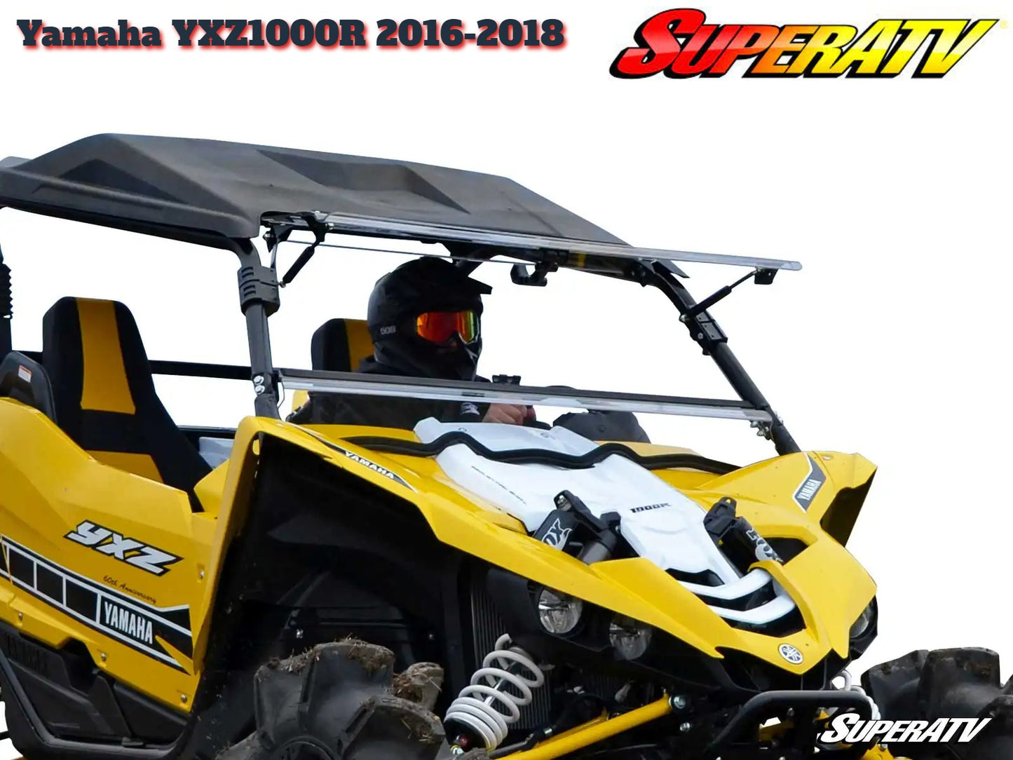 SuperATV Heavy Duty Scratch Resistant Flip Full Windshield for Yamaha YXZ (2016-2018) Promo