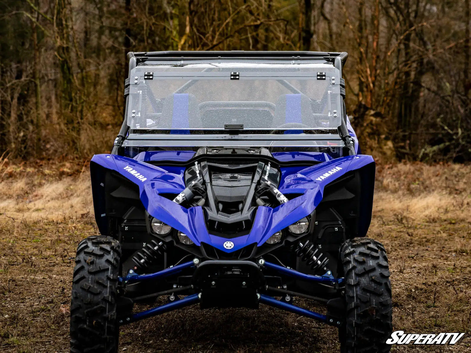 SuperATV Heavy Duty Scratch Resistant Flip Full Windshield for Yamaha YXZ (2019+) Front View